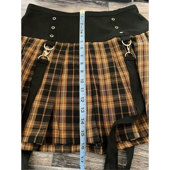 Brown Plaid Pleated Suspender Skirt (Med) - Picture 5 of 7